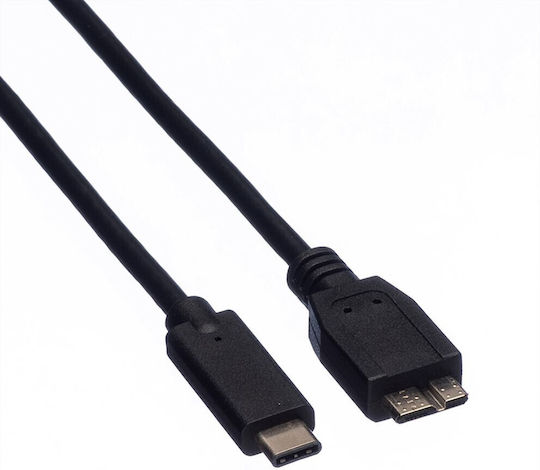 Roline Kabel 11.02.9006 USB Typ C M zu USB Micro B 3.0 M 1m Schwarz