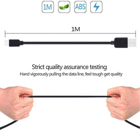 Haweel USB 2.0 to micro USB Cable Μαύρο 1m (HWL-1070B)