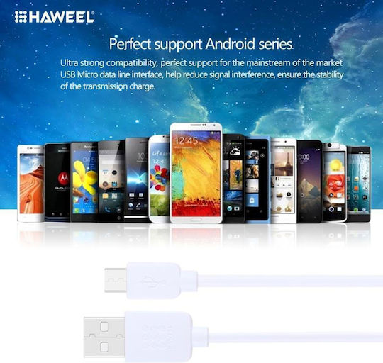 Haweel Regular USB 2.0 spre micro USB Cablu Alb 1m 1buc