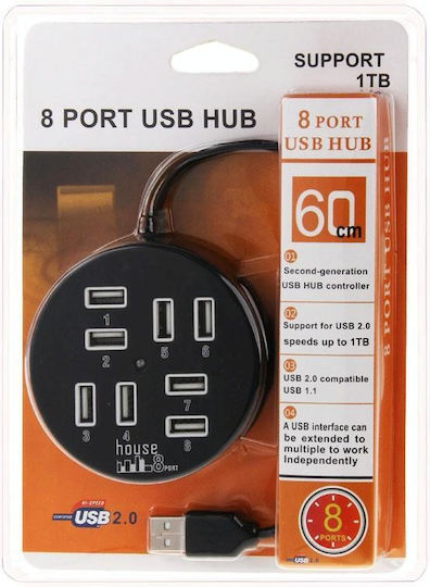 Hub 8 Θυρών USB 2.0 με σύνδεση USB-A