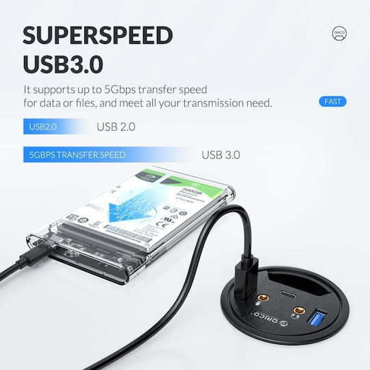 Хъб 4 порта с връзка USB-A Черен