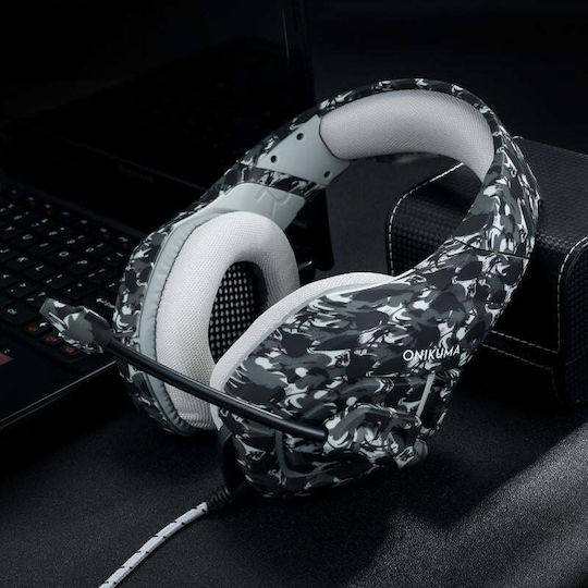 Onikuma K1-B Over Ear Gaming Headset με σύνδεση 3.5mm Γκρι