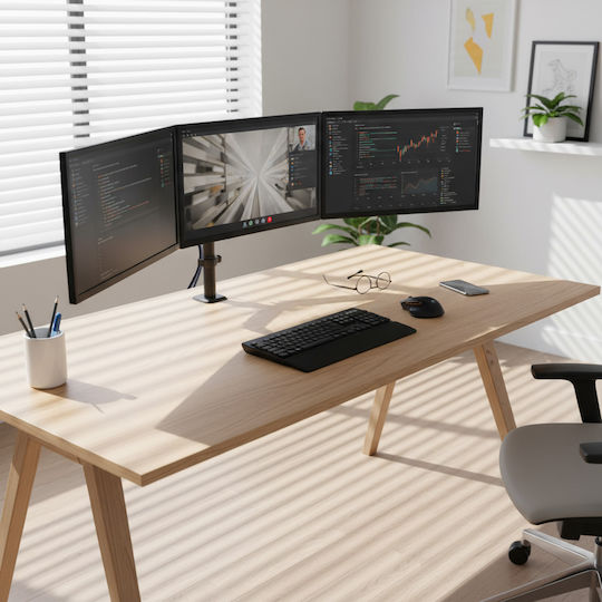 Maclean Energy Stand Desk Mounted for 3 Monitors up to 27" with Arm (MC-137)
