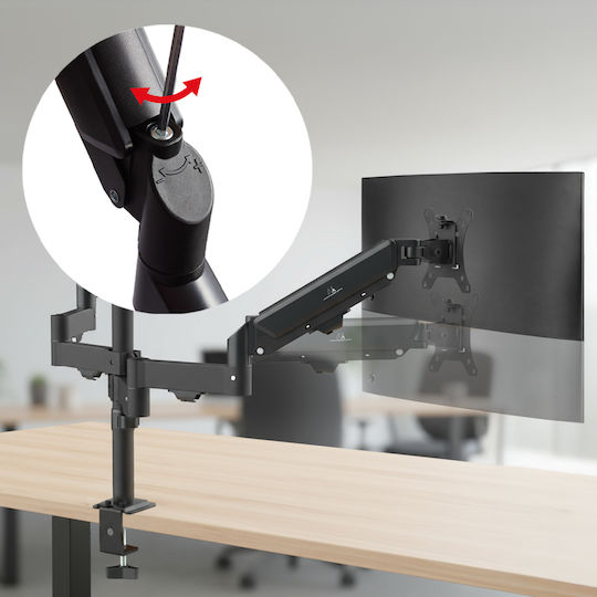 Maclean Energy Stand Desk Mounted for 3 Monitors up to 27" with Arm (MC-137)