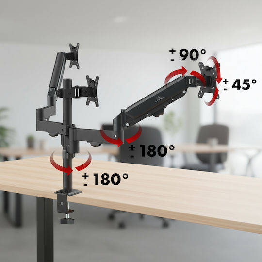 Maclean Energy Stand Desk Mounted for 3 Monitors up to 27" with Arm (MC-137)