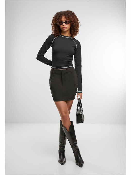 Contrast Damen Bluse Langärmelig Black