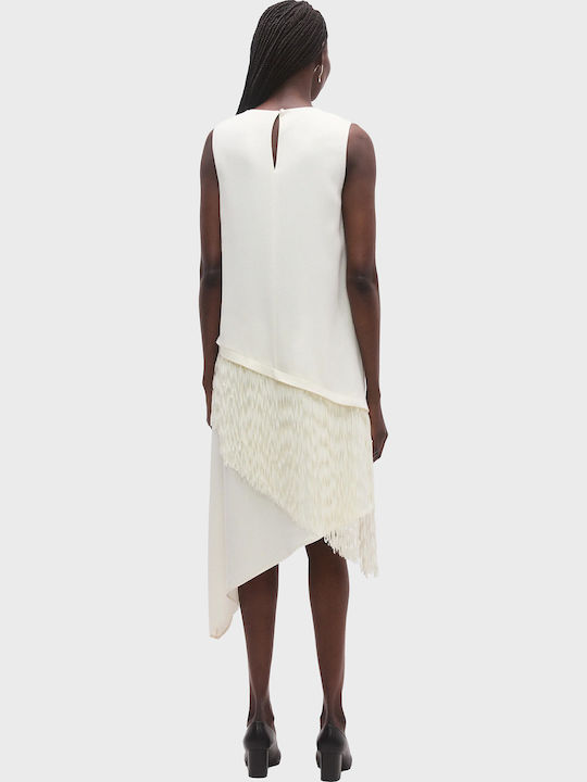 Καλοκαιρινό Midi Φόρεμα για Γάμο / Βάπτιση Off White