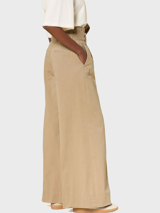 Women's Fabric Trousers Dark Beige