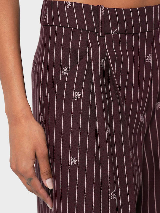 Haviri Women's Fabric Trousers Relaxed Fit Bordeaux