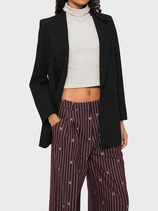 Haviri Women's Fabric Trousers Relaxed Fit Bordeaux