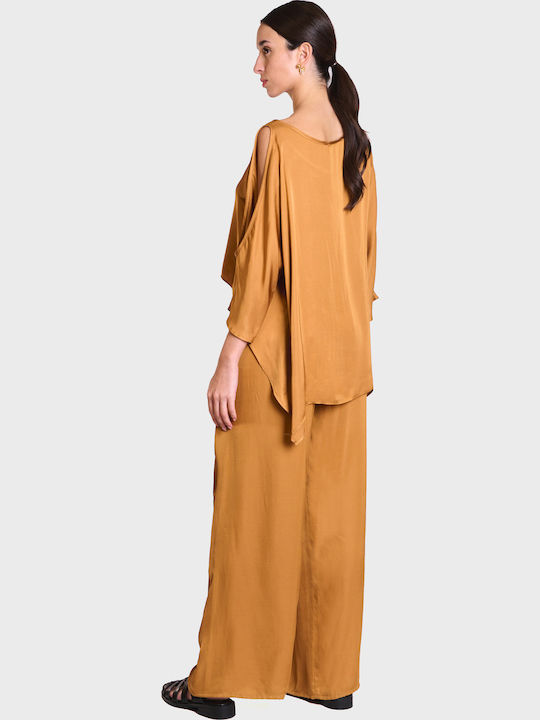 Collectiva Noir Women's Fabric Trousers Camel
