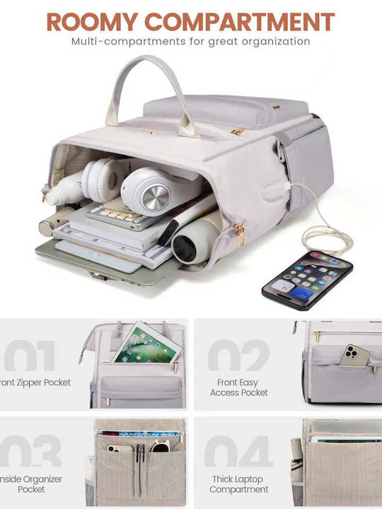 Lovevook Waterproof Backpack Backpack for 15.6" Laptop Beige MB2146