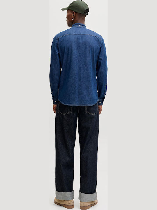Langärmeliges Herrenhemd in Normale Passform Medium Aged Denim