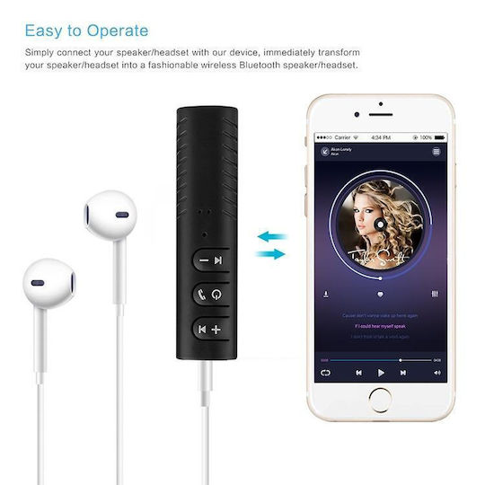 Bluetooth Audio Receiver Lavalier 3.5mm H-139 Metal Adapter Black