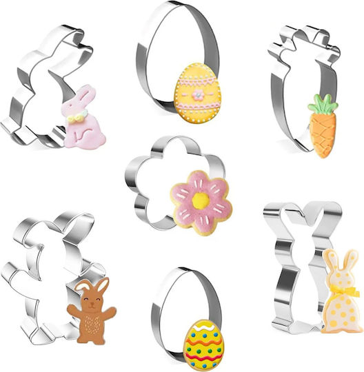 Set 7 Easter Cookie Cutters Stainless Steel Easter