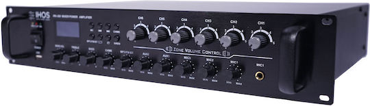 Ihos IPA-360 Integrated Commercial Amplifier 6 Zone 360W/100V Equipped with USB/FM/Bluetooth Black