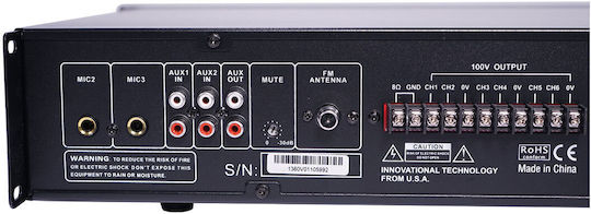 Ihos IPA-360 Integrated Commercial Amplifier 6 Zone 360W/100V Equipped with USB/FM/Bluetooth Black