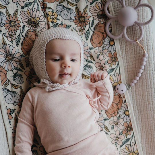 Mushie Clip Pacifier with Beads made of Silicone Lila