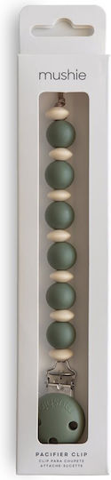 Mushie Pacifier Clip with Silicone Beads Green