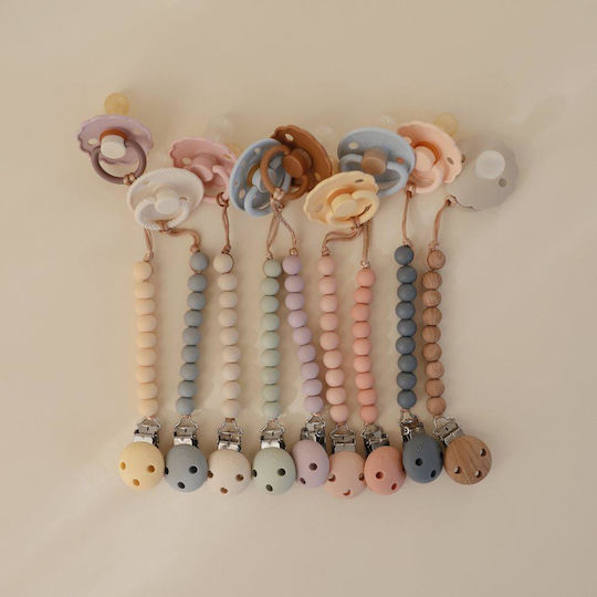 Mushie Clip Pacifier with Beads made of Silicone Lila