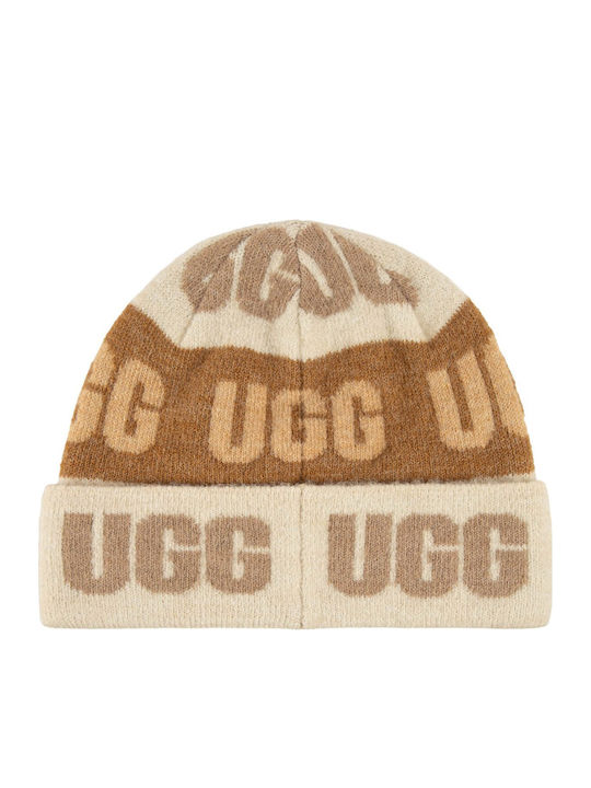 Graphic Logo Beanie Γυναικείος Σκούφος Πλεκτός σε Καφέ χρώμα