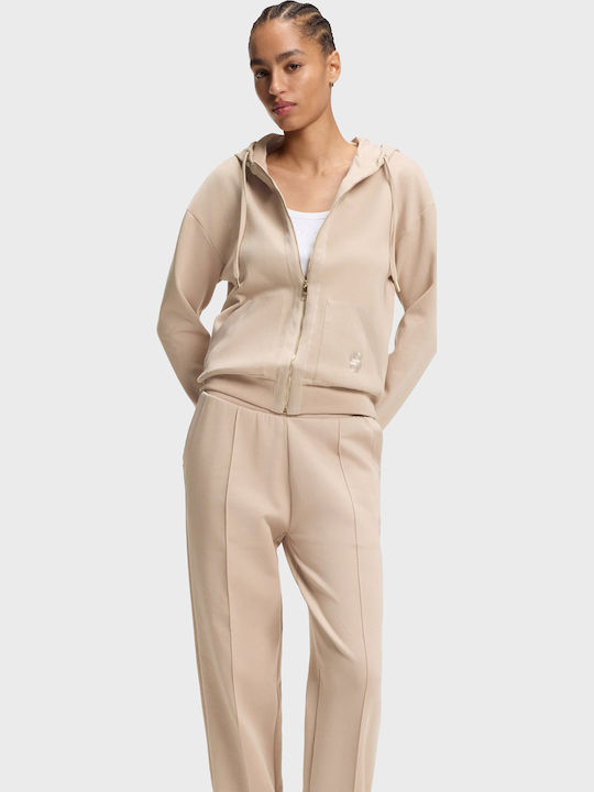 Women's Sweatshirt Cardigan Hooded Light Salmon