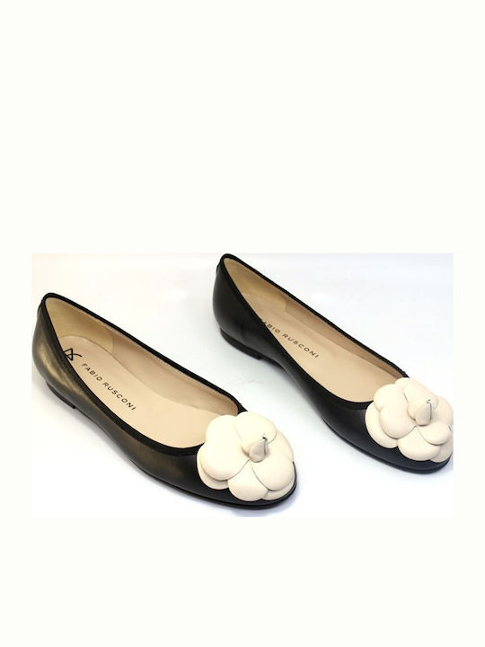 Lederne Damen Ballerinas in Schwarz Farbe