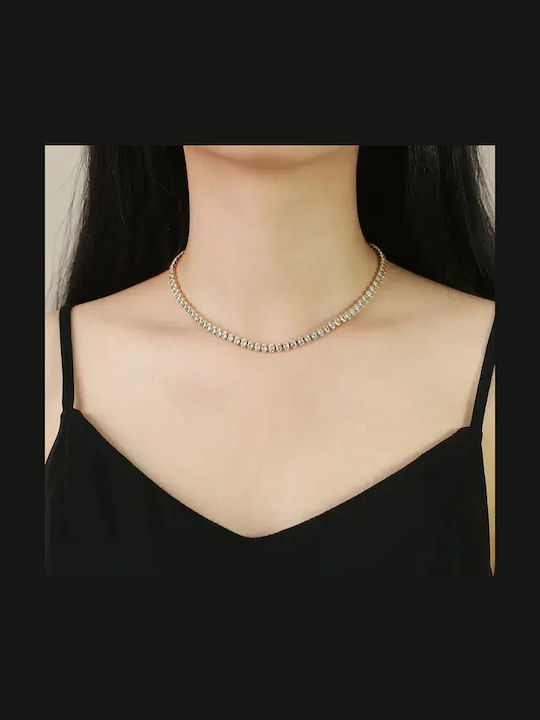 Colier Choker din Oțel cu Zirconiu