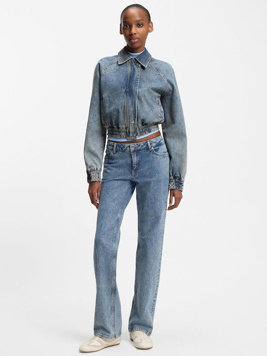 Crop Women's Jean Jacket Medium Aged Denim