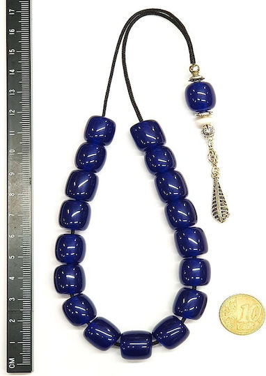 Roloi Komboloi Resin Worry Beads with 17 Beads Blue 30cm