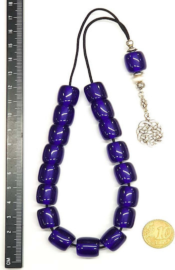 Roloi Komboloi Resin Worry Beads with 17 Beads Blue 30cm