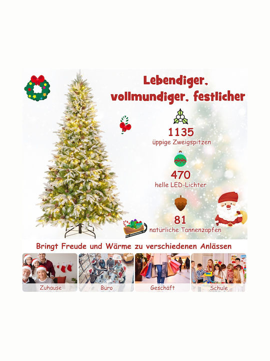 Weihnachtsbaum Beschneit 225cm mit LED-Beleuchtung