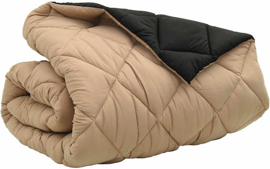 vidaXL Duvet Cover Queen 240x260 Μαύρο Και Ταμπά