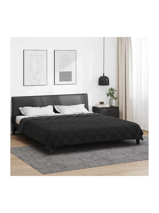 vidaXL Super King Blanket 220x240cm Black and Charcoal