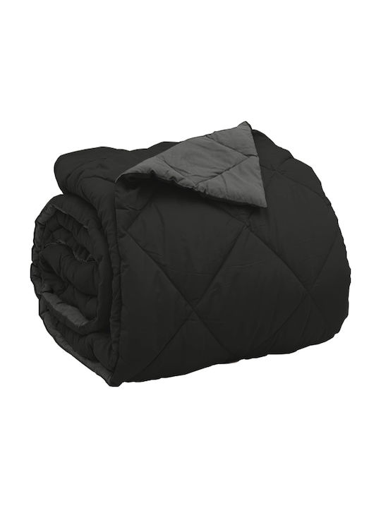 vidaXL Super King Blanket 220x240cm Black and Charcoal