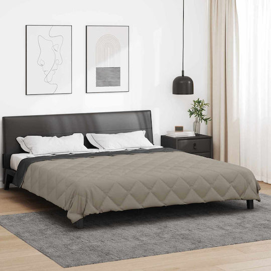 vidaXL Double Blanket 220x200cm Light Gray Charcoal