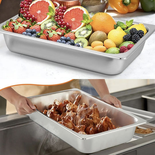 Pufo Stainless Steel Gastronorm Tray Food Storage Sauces Ice Cream Ideal Catering Restaurants Fast Food Horeca 53 X 33 Cm