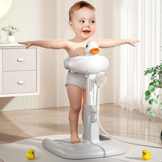 Baby Badezubehör Stand Mit Verstellbarer Höhe & Rutschfester Basis – Mit Sitz (Grau)