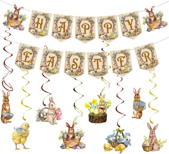 Easter Set Easter Decorations Bunnies Banner Spirals