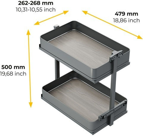 Two-Tier Wagon With Wooden Bottom Emuca Harmony 8382335 Brake Cabinet 300mm