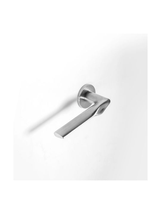 Yalis Design Lever Middle Door with Rosette Pair Silver