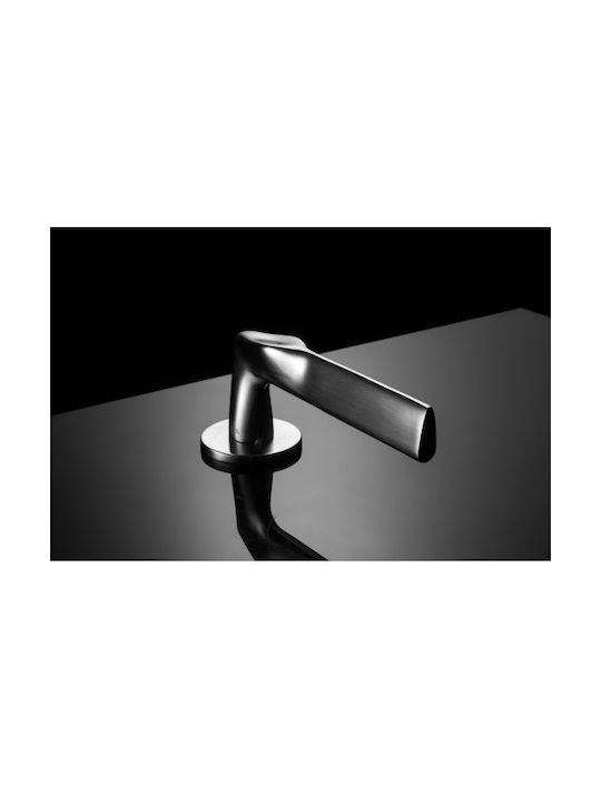 Yalis Design Lever Middle Door with Rosette Pair Silver