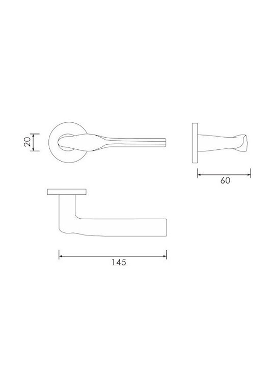 Yalis Design Lever Middle Door with Rosette Pair Silver