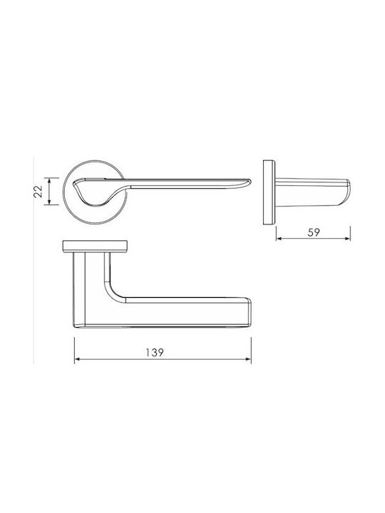 Yalis Design Lever Middle Door with Rosette Pair Bronze