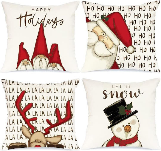 Weihnachtsdekorative Kissen 4 Stück Weiß 40 x 40 cm
