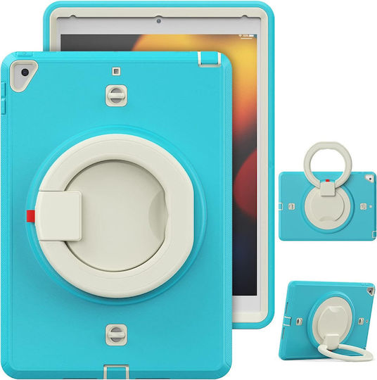 Ipad 9 8 7 10.2” Rugged Case Rotating Stand Turquoise
