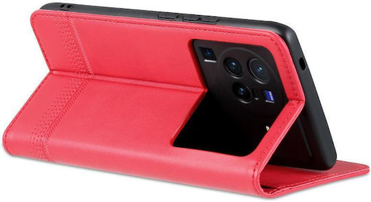 X80 Pro Azns Back Cover Δερμάτινο / Δερματίνης / Σιλικόνης Μαγνητικό Κόκκινο (Vivo X80 Pro)
