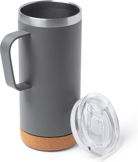 Beyron Mug Metallic with Lid Transparent 600ml