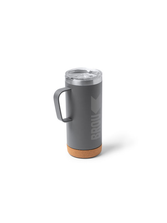 Beyron Becher Metallisch mit Deckel Transparent 600ml