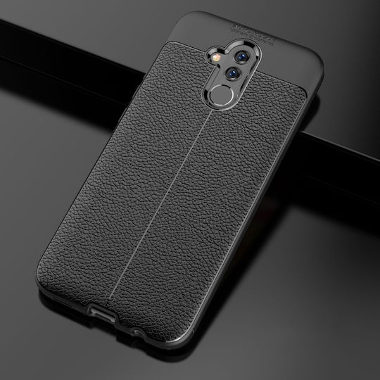 Litchi Texture Back Cover Silicone Waterproof Black (Honor 20 Lite)